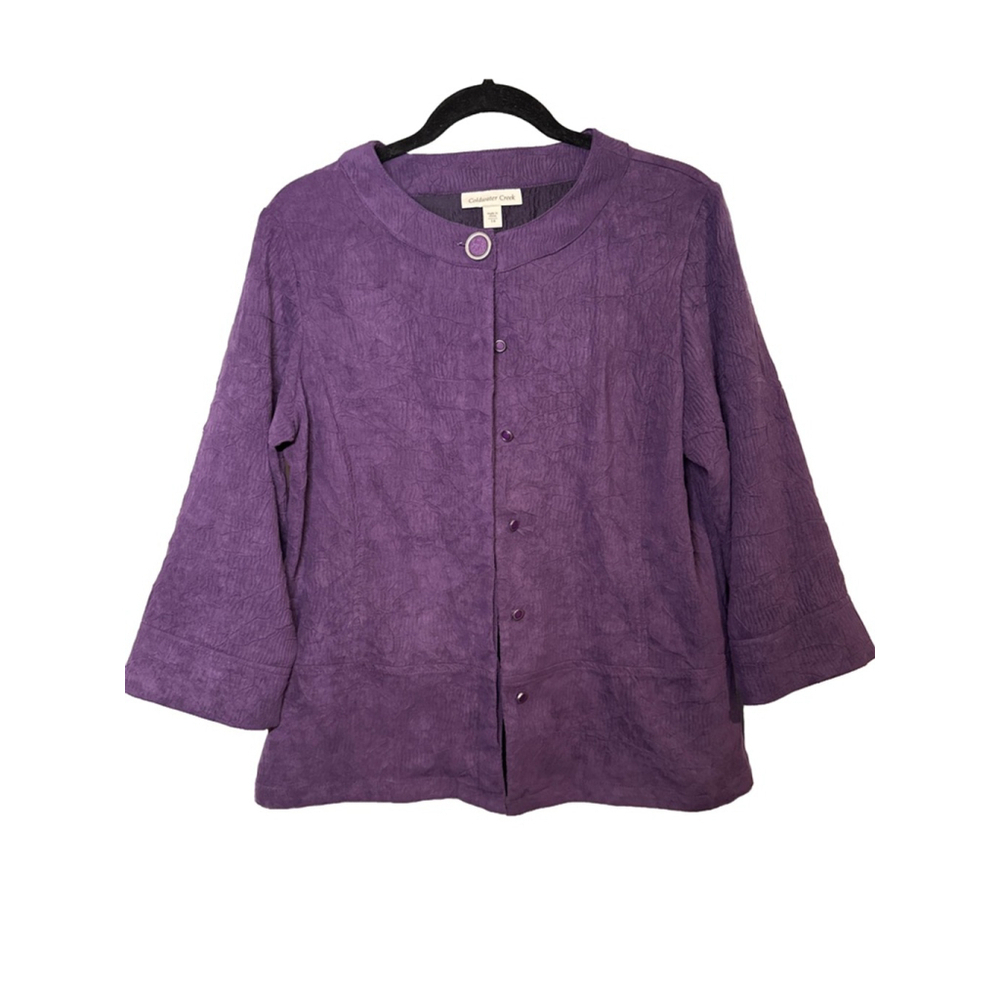 COLDWATER CREEK Royal Purple 3/4 Sleeve Button Down Jacket